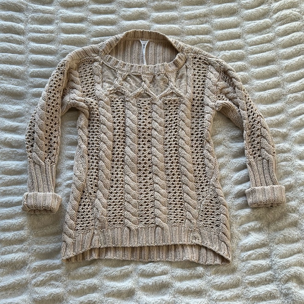 Cable Knit Sweater in Beige